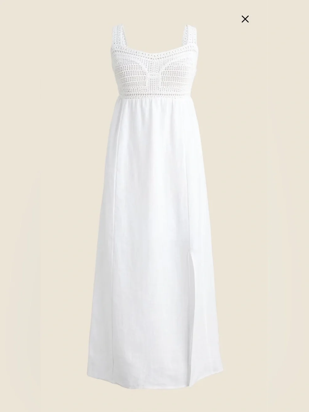 J. Crew White Crochet-Bodice Maxi Coverup